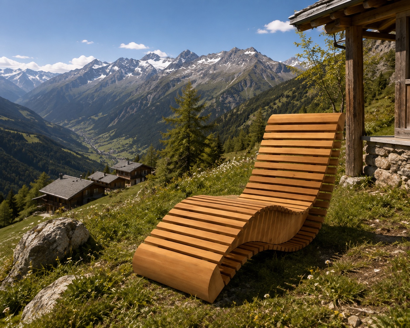 Chaise longue en cèdre